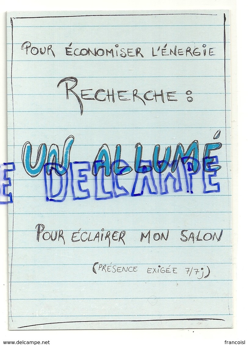 Humour écologique. Recherche Un Allumé. Electrabel Boomerang - Humour