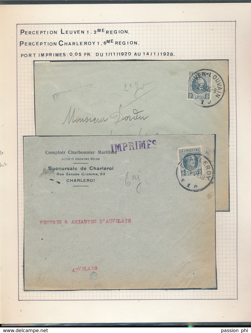 BELGIUM BELGIQUE HOUYOUX LETTRES TARIF IMPRIMES - 1922-1927 Houyoux