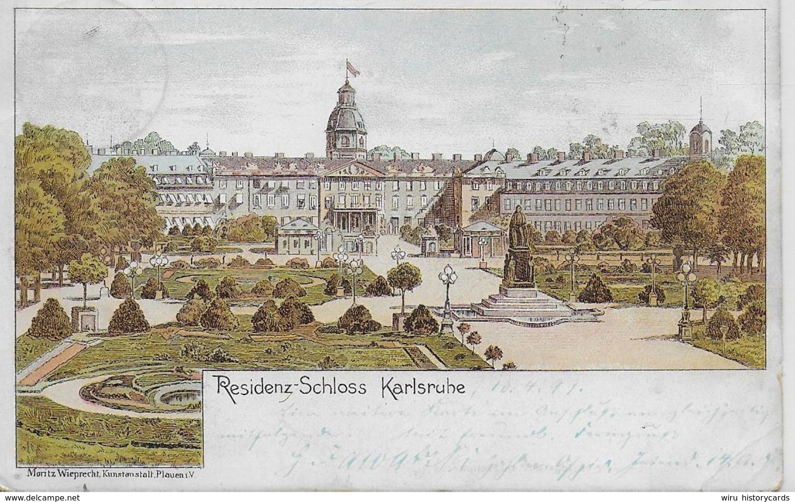 AK 0161  Karlsruhe - Residenz-Schloss / Lithographie Um 1899 - Karlsruhe