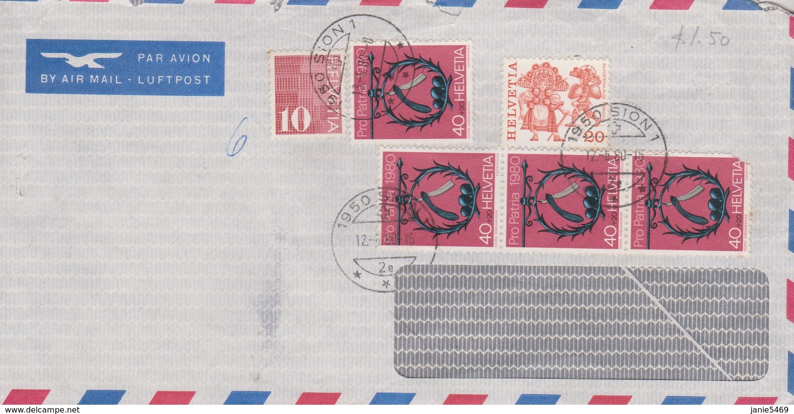 Switzerland 1980 Air Mail Cover Sent To Australia - Used Stamps