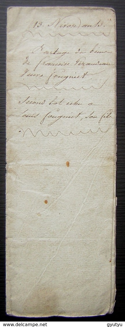 Beauvoir Sur Niort, Nivôse An 13 Partage De Biens De Françoise Giraudeau, Veuve Fougniet - Manuscrits