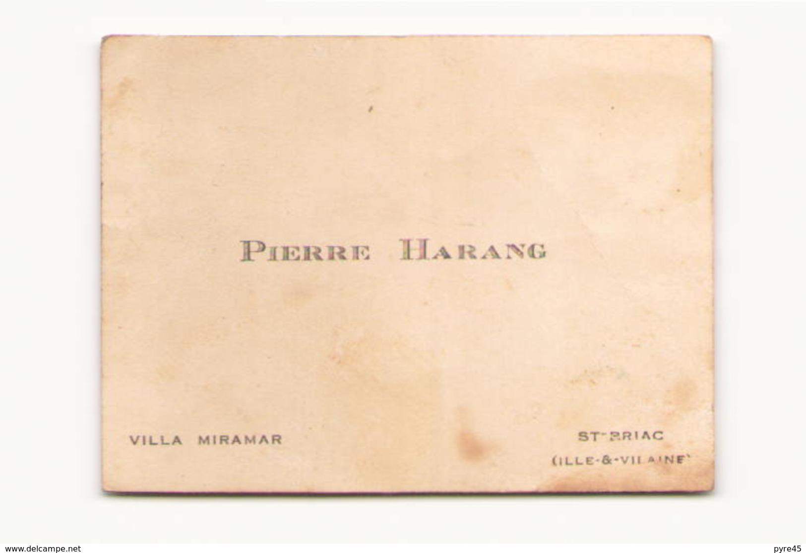 Carte De Visite ( 6 X 7.5 Cm ) Pierre Harang Villa Miramar St-Briac - Cartes De Visite