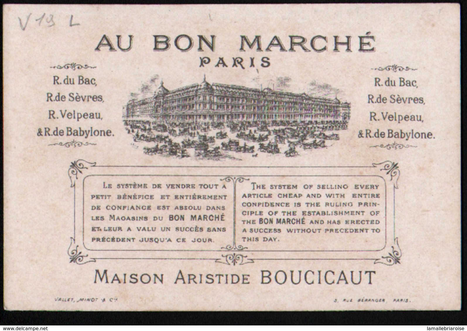 Chromo Au Bon Marche, 1885, VM19, 82x121mm, Aventures D'un Garcon Chez Les Sauvages, Les Bisons - Au Bon Marché