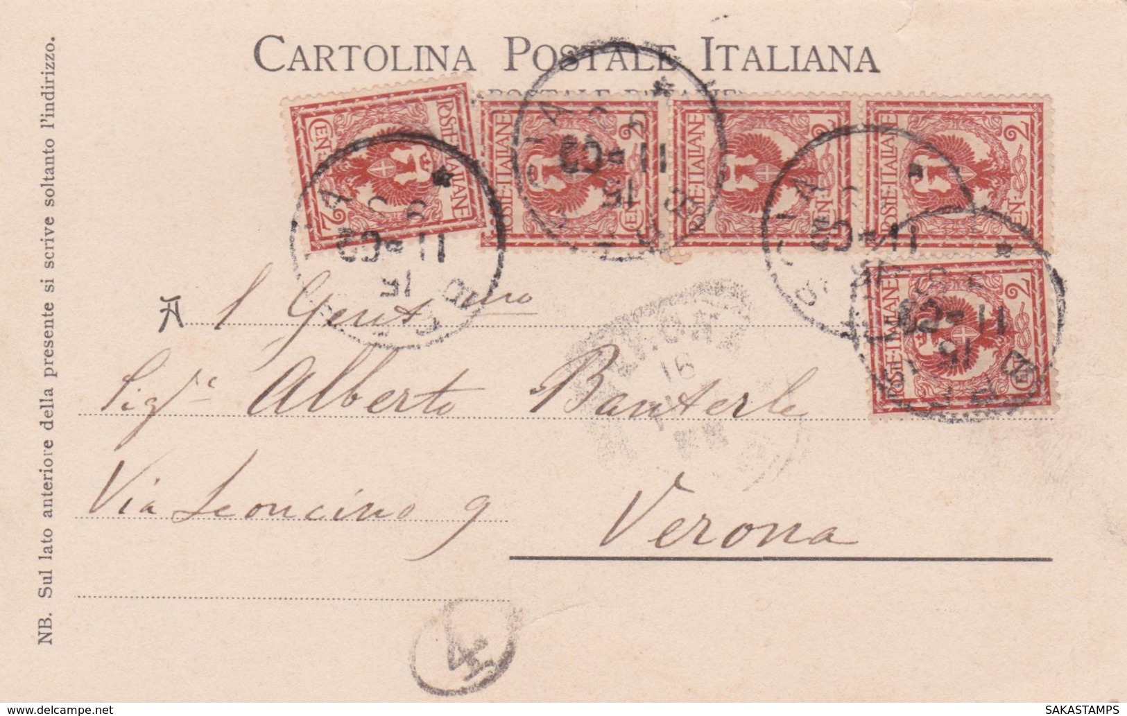 1902-Brescia Cattedrale Affrancata Con Striscia+due Singoli 2c.Aquila Sabauda - Storia Postale