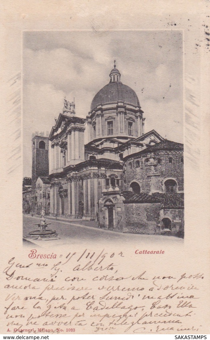 1902-Brescia Cattedrale Affrancata Con Striscia+due Singoli 2c.Aquila Sabauda - Marcophilie