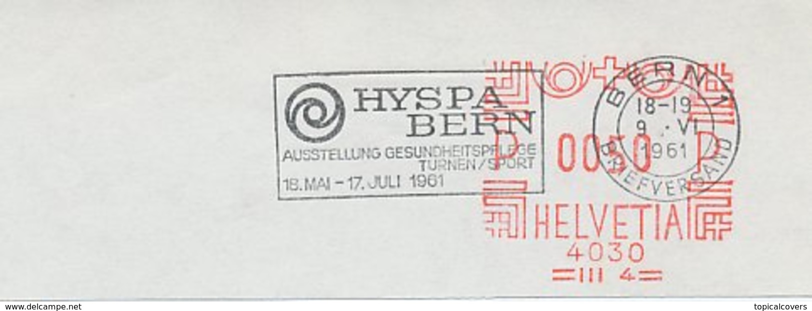 Postmark Cut Switzerland 1961 HYSPA Bern -Exhibition Health Care Gymnastics / Sport - Andere & Zonder Classificatie