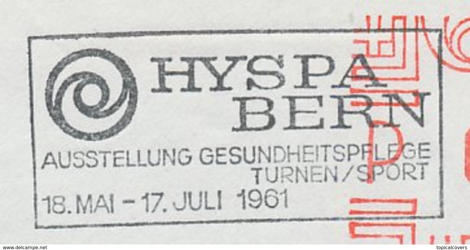 Postmark Cut Switzerland 1961 HYSPA Bern -Exhibition Health Care Gymnastics / Sport - Andere & Zonder Classificatie