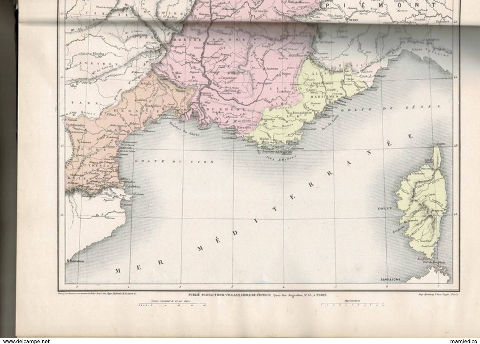 1878 Atlas Géographie Générale par F. OGER contenant 33 cartes coloriées. Atlas :30/43cm, chaque carte dépliée: 51/43 cm