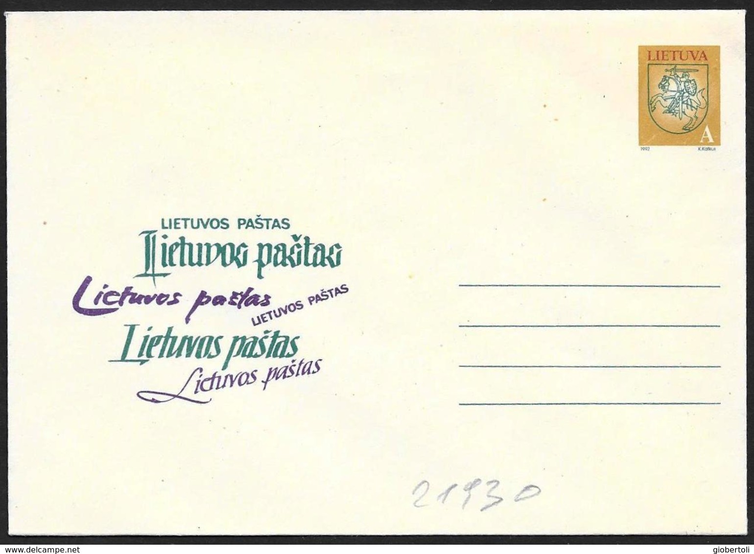 Lituania/Lithuania/Lituanie: Intero, Stationery, Entier, Stemma Nazionale, Armoiries Nationales, National Coat Of Arms - Buste