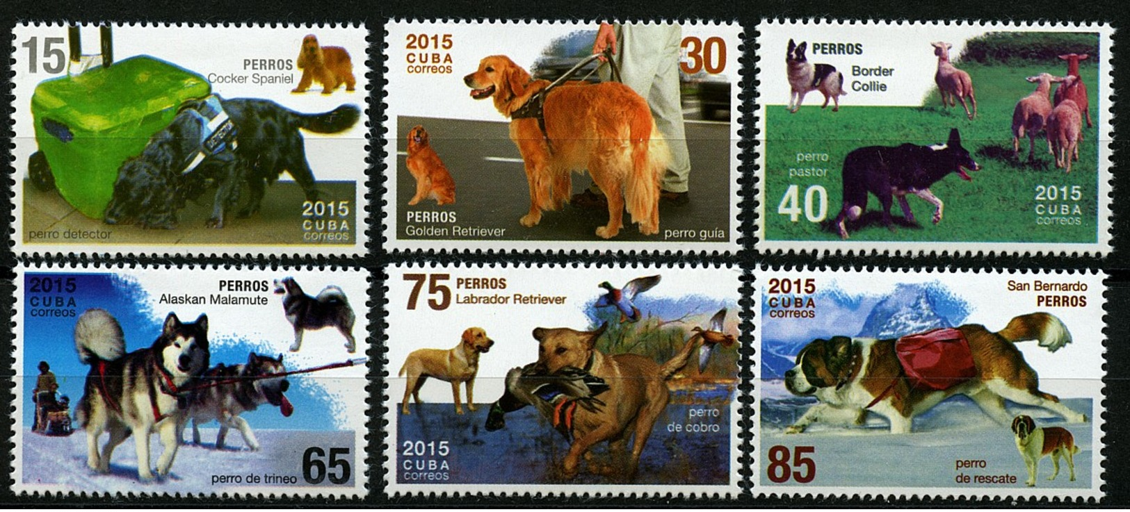 CUBA 2015, MOTIVMARKEN: HUNDE 6 WERTE AUS 2015, POSTFRISCH - Autres & Non Classés