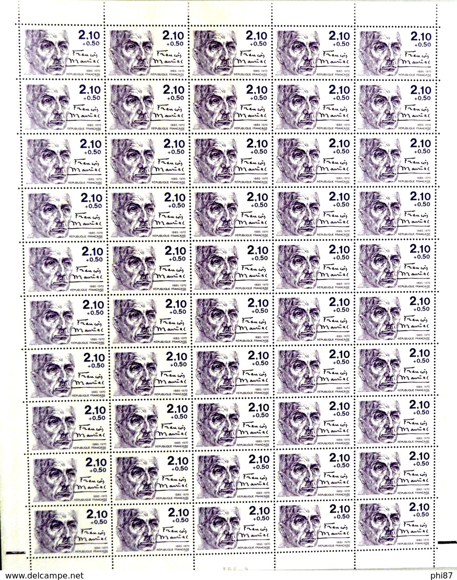 FRANCE - PERSONNAGES CÉLÈBRES - ÉCRIVAINS N° 2355 À 2360 - TAILLE DOUCE - 6 FEUILLES DE 50 TIMBRES NEUFS** NON PLIÉES - Feuilles Complètes