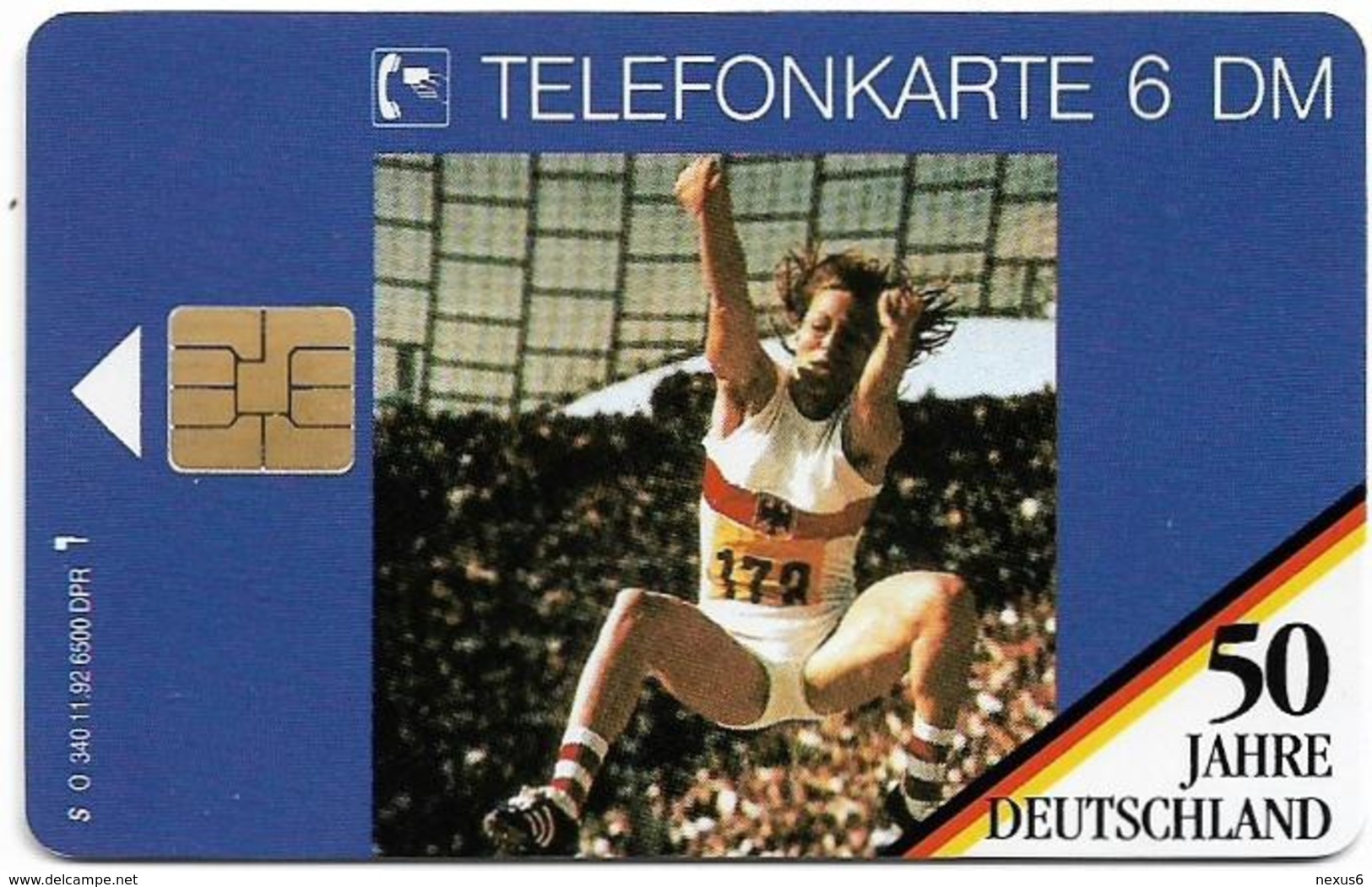 Germany - 50 Jahre Deutschland - Heide Rosendahl  Olympic Flame - O 0340 - 11.92, 6DM, 6.500ex, Used - O-Series : Customers Sets