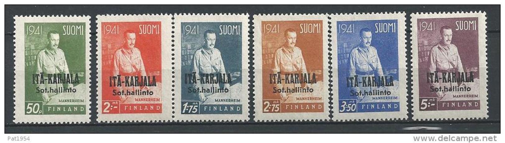 Finlande Occupation De La  Carélie Orientale1942 N°16/21 Neufs** MNH Maréchal Mannerheim - Emissions Locales