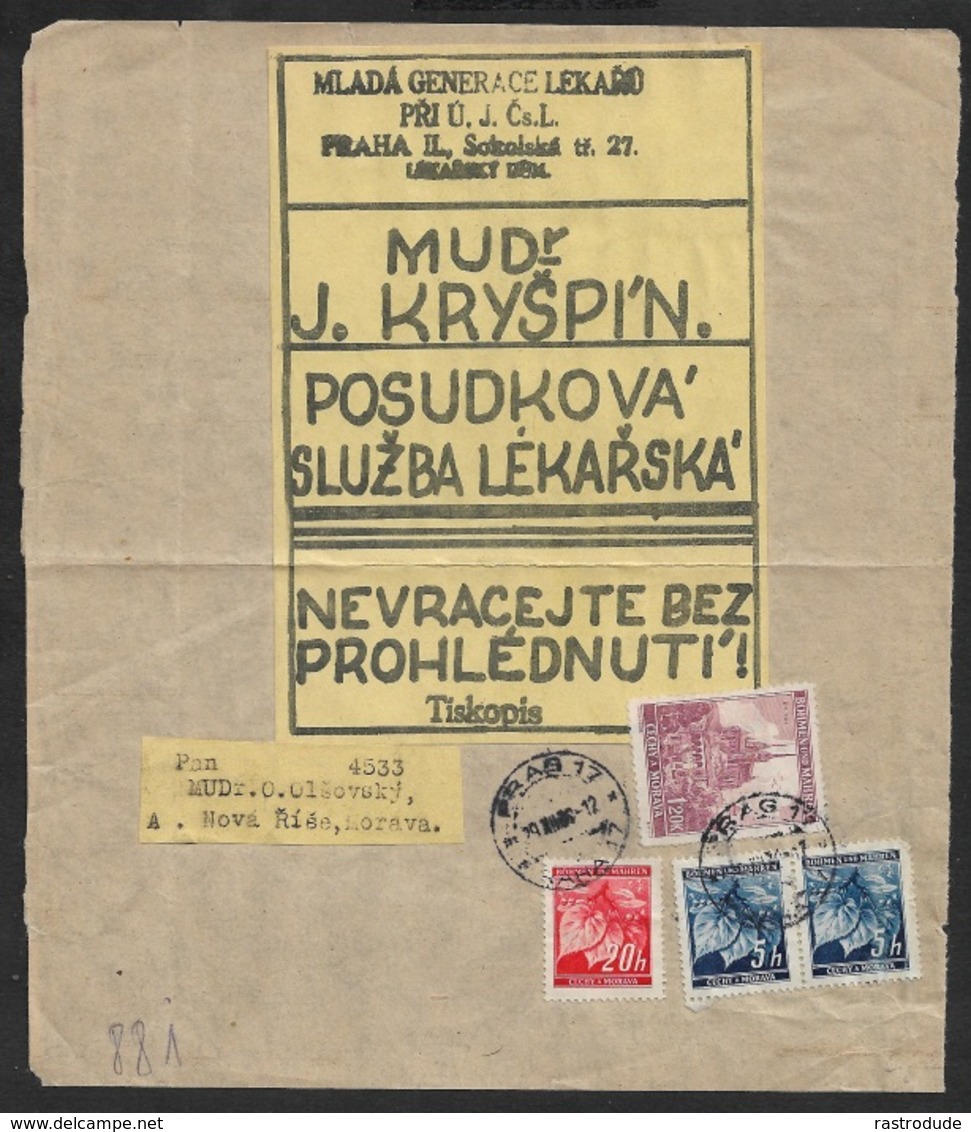 Böhmen Und Mähren - Posudkova Sluzba Lekarska - Label Medicin - - Briefe U. Dokumente