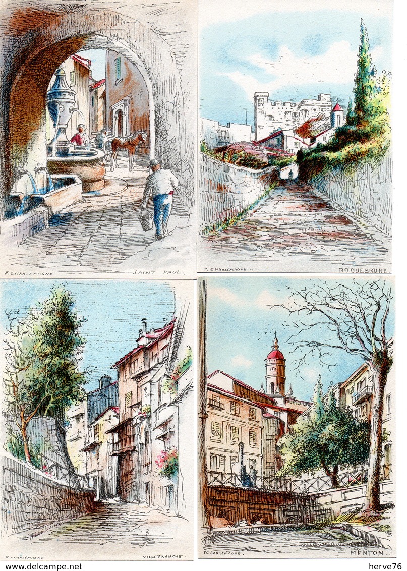 Lot 13 Cartes - Illustrateur P. CHARLEMAGNE - Paysages - Ed. M. Barré & J. Dayez - 5 - 99 Cartes