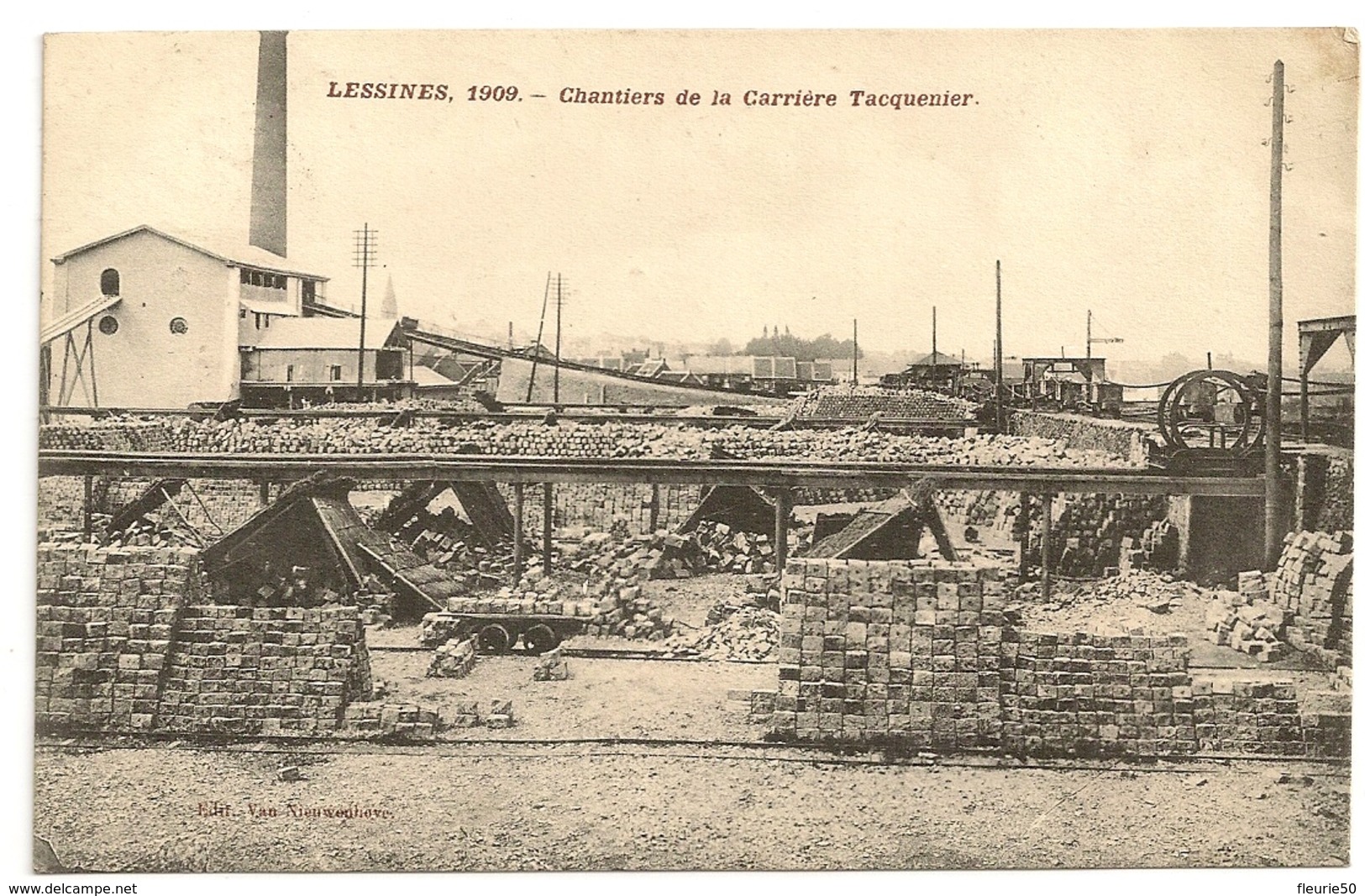 LESSINES, 1909. - Chantiers De La Carrière Tacquenier. Oblitération Tournai 1911. - Lessen