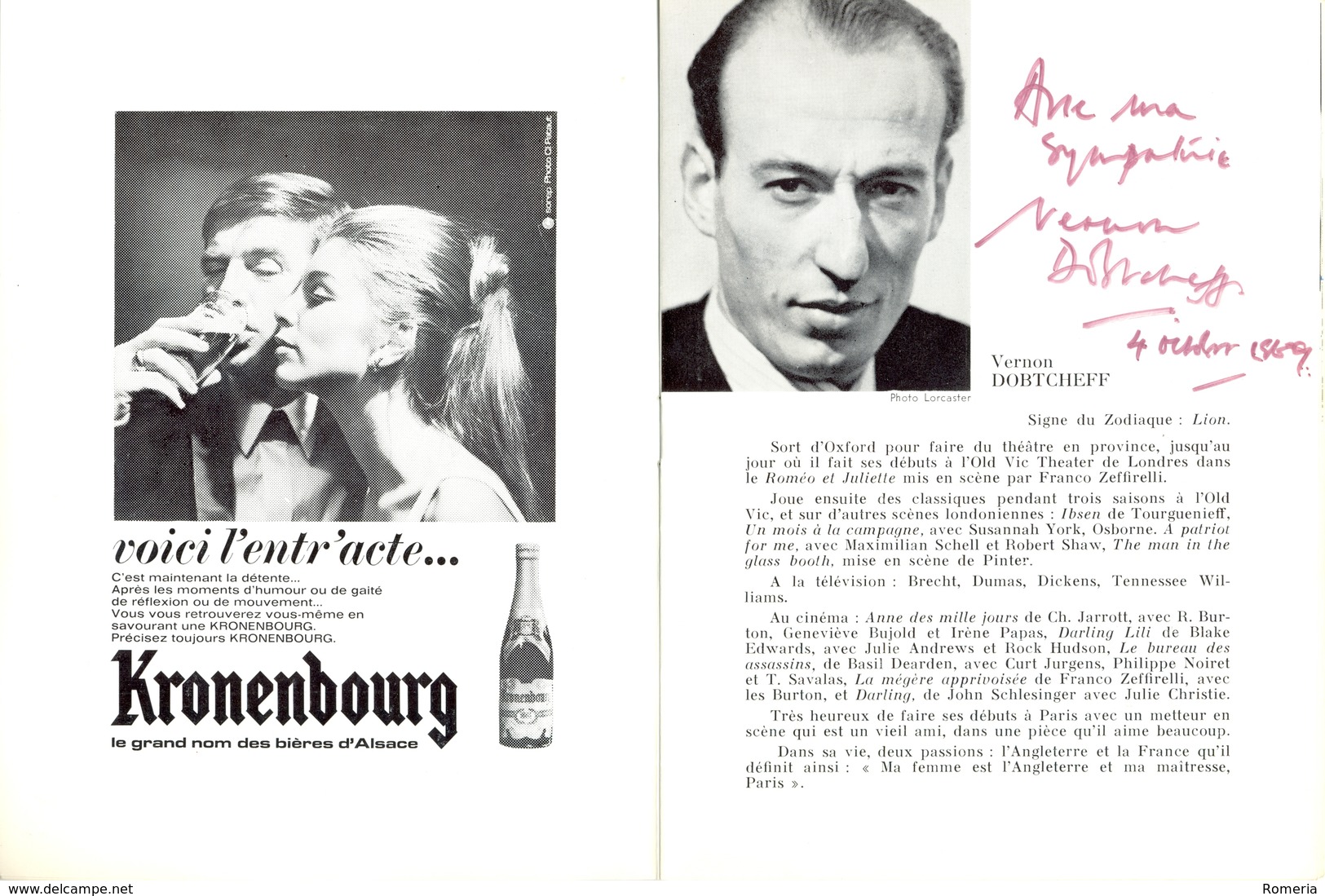 Octobre 1969 - Programme Théâtre Edouard VII - "Les Garçons de la Bande" - Représentation du 4 octobre 1969 -