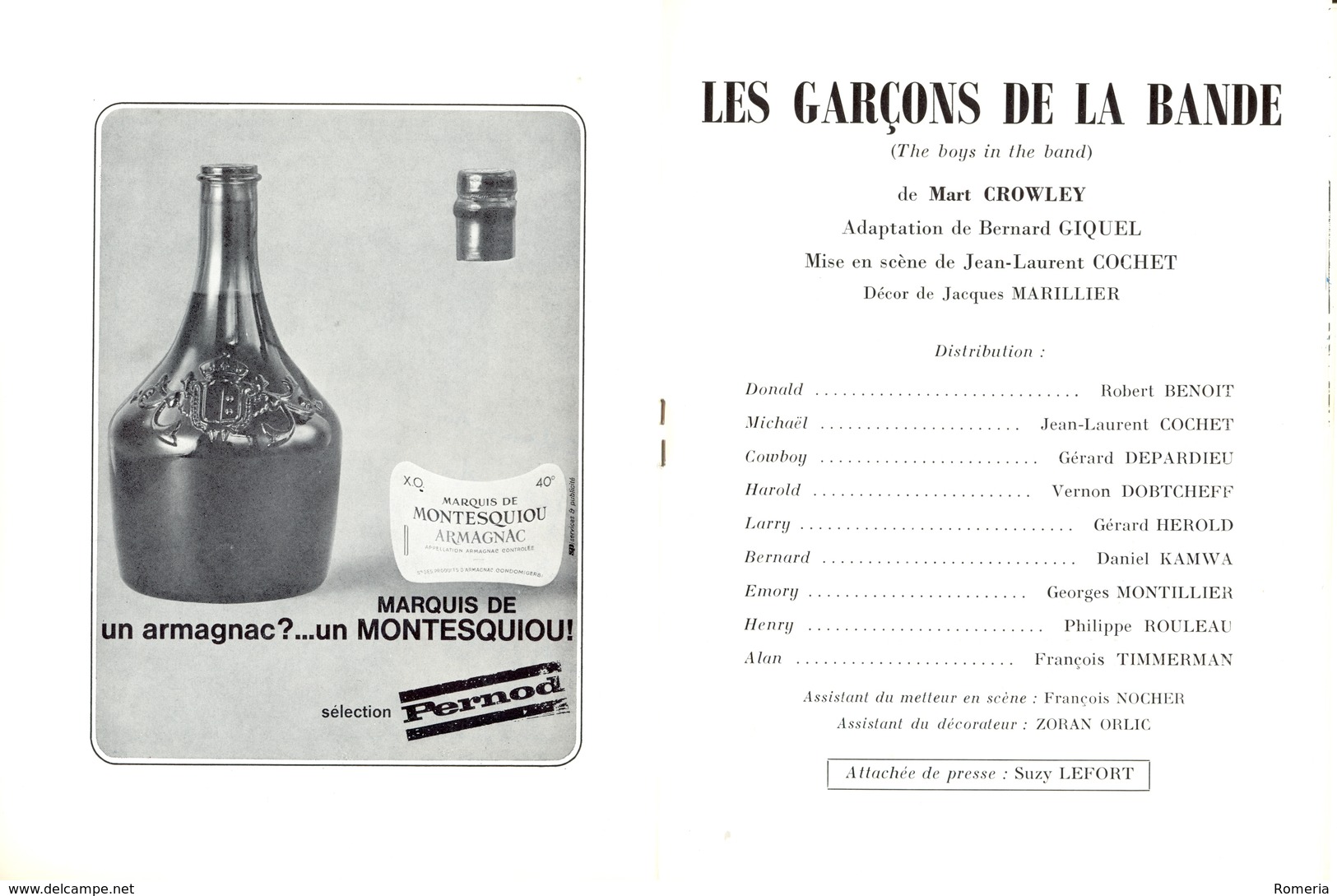 Octobre 1969 - Programme Théâtre Edouard VII - "Les Garçons de la Bande" - Représentation du 4 octobre 1969 -