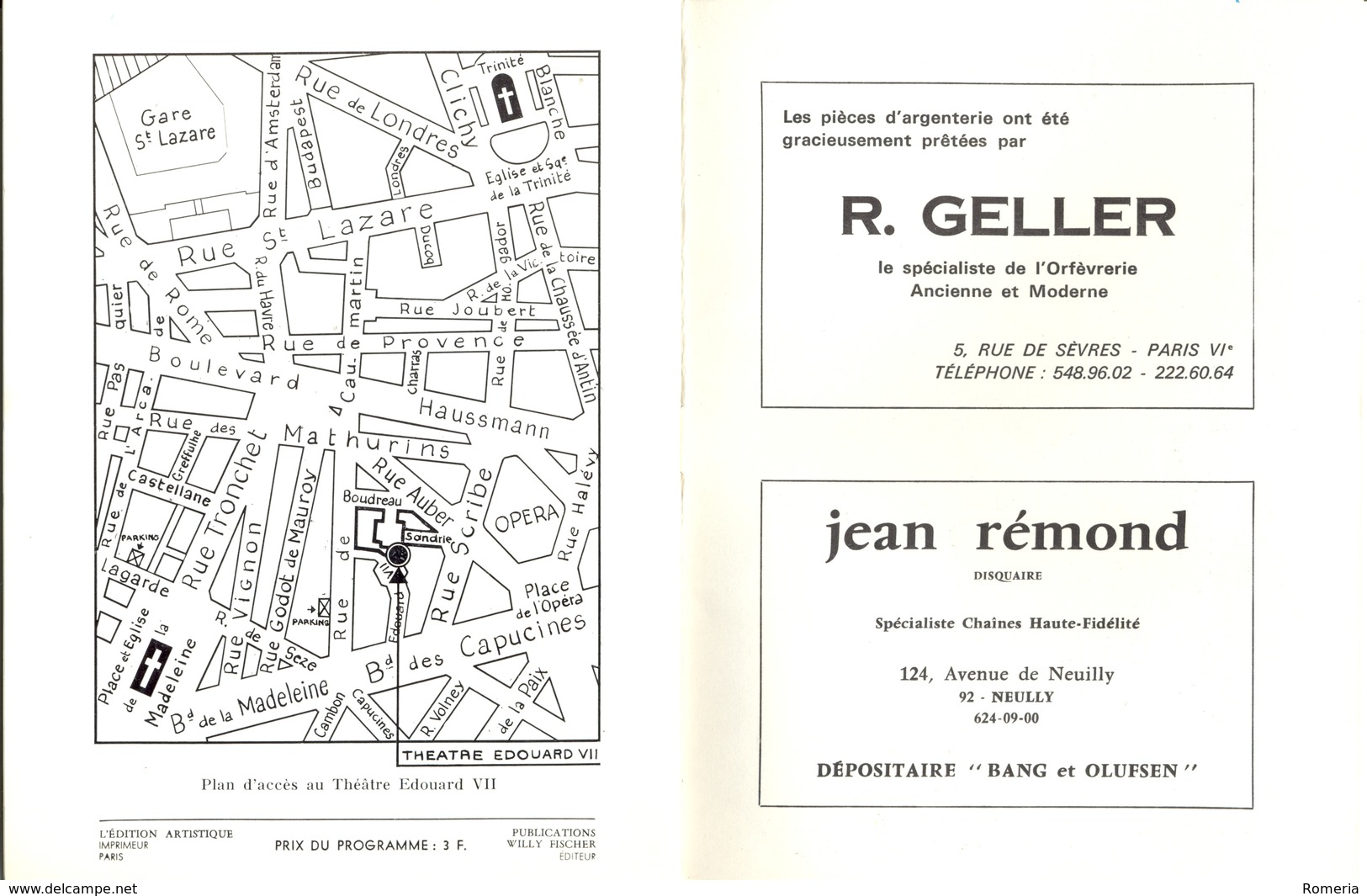 Octobre 1969 - Programme Théâtre Edouard VII - "Les Garçons de la Bande" - Représentation du 4 octobre 1969 -
