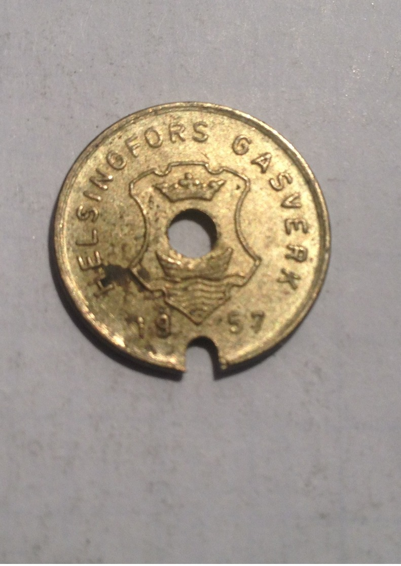 TOKEN GETTONE CONTATORE GAS 1957 HELSINGFORS GASVERK KAASULAITOS - Monetary/Of Necessity