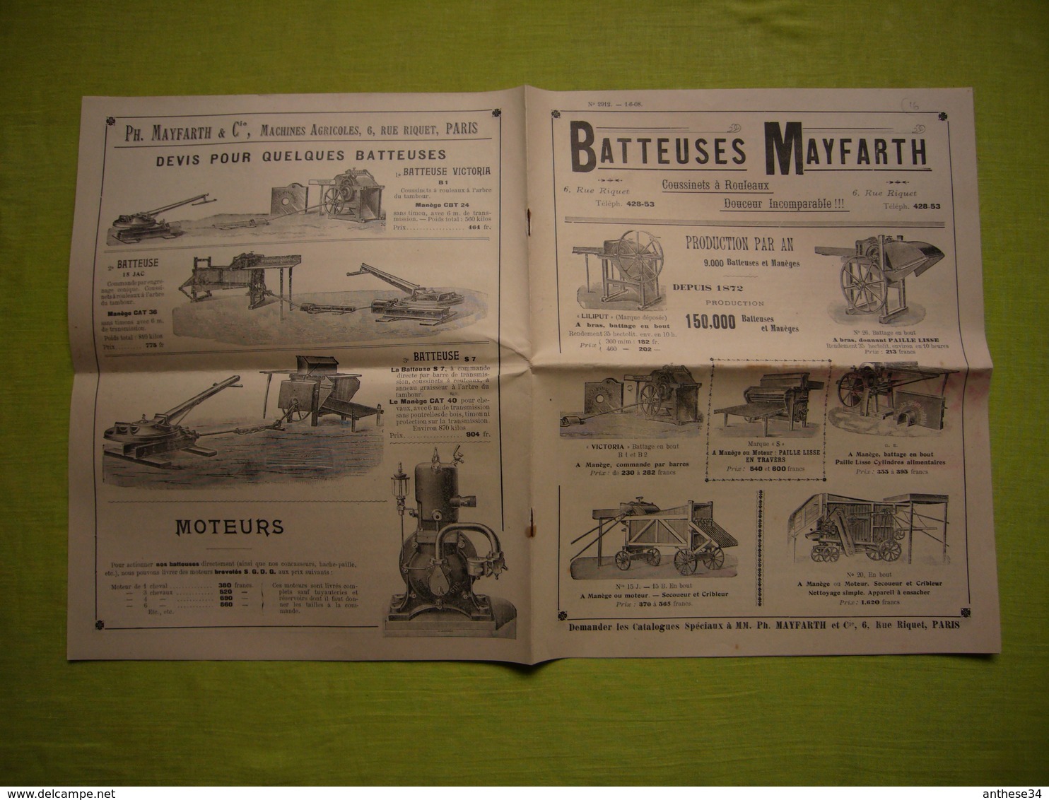 Catalogue Pub Et Tarifs Illustré Batteuses Mayfarth à Paris Usines à Francfort 12 Pages - Advertising