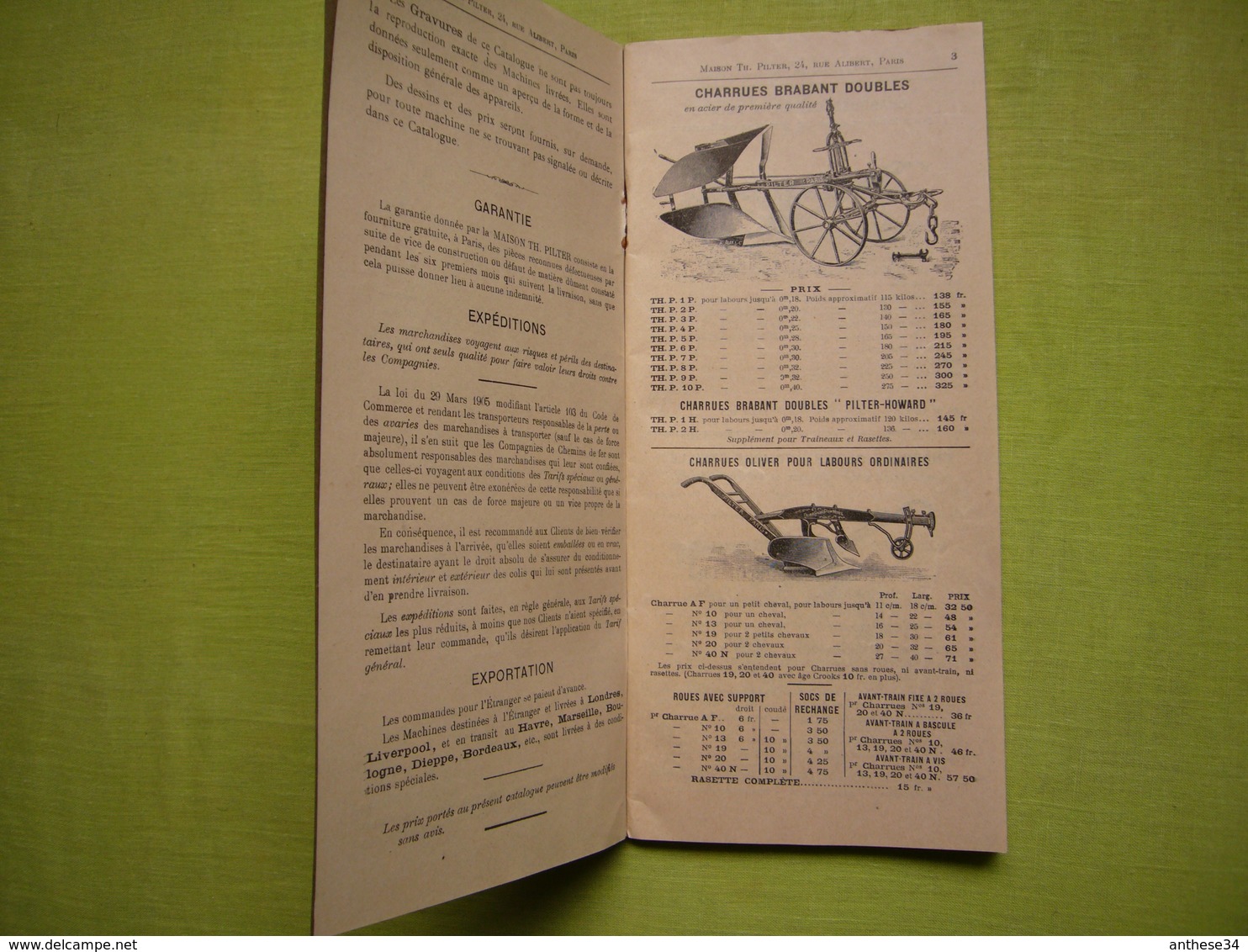 Catalogue Pub Et Tarifs 1911 Illustré Machines Agricoles Et Industrielles TH. Pilter à Paris 96 Pages - Publicités