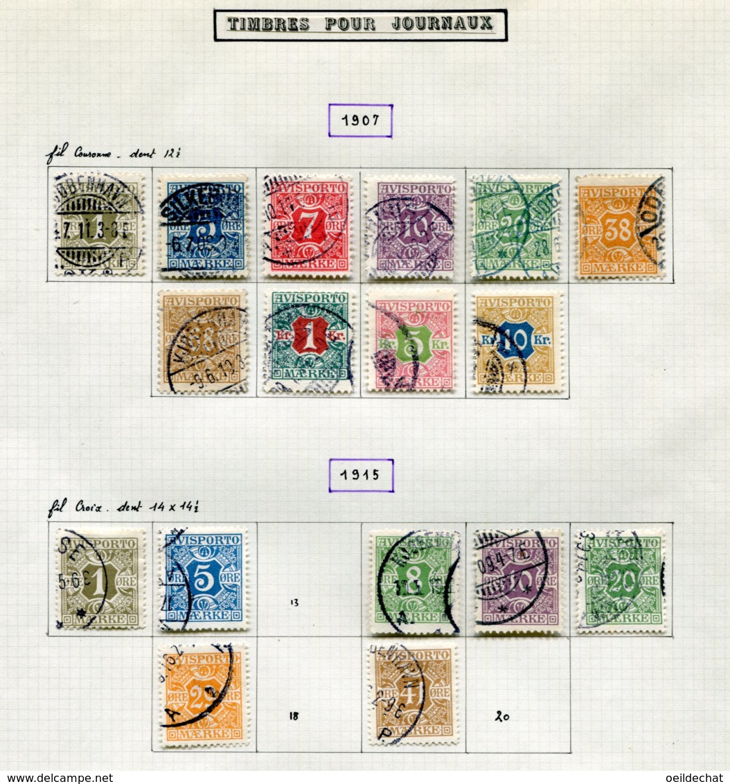 11298  DANEMARK  Collection Vendue Par Page  ° Timbres Pour Journaux  1907-15      TB - Collections