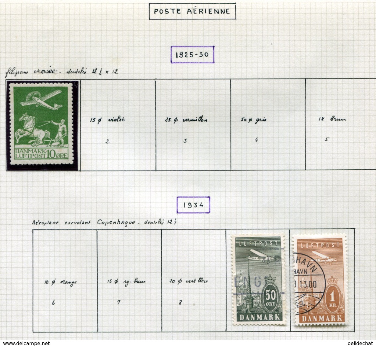 11299  DANEMARK  Collection Vendue Par Page  °/* Poste Aérienne  1925-34      TB - Verzamelingen