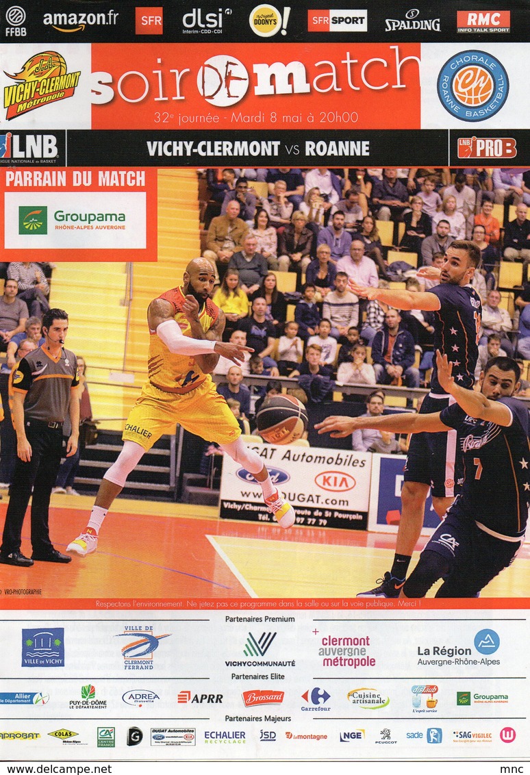 Programme Du Match De Pro B , VICHY-CLERMONT - ROANNE 8 Mai 2018 - Habillement, Souvenirs & Autres