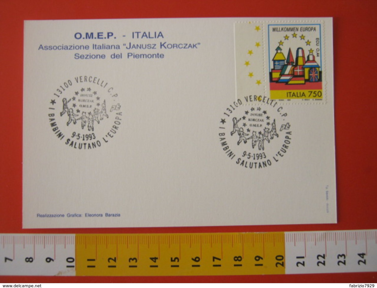 A.09 ITALIA ANNULLO - 1993 VERCELLI I BAMBINI SALUTANO EUROPA KORCZAK INFANZIA - 1993