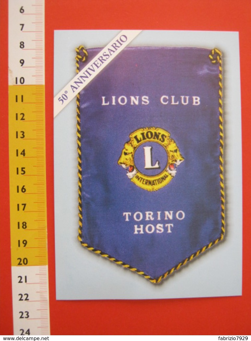 A.09 ITALIA ANNULLO - 2002 TORINO HOST 50 ANNI LIONS CLUB LEONE ANIMALE FELINO CARD GAGLIARDETTO - Felinos