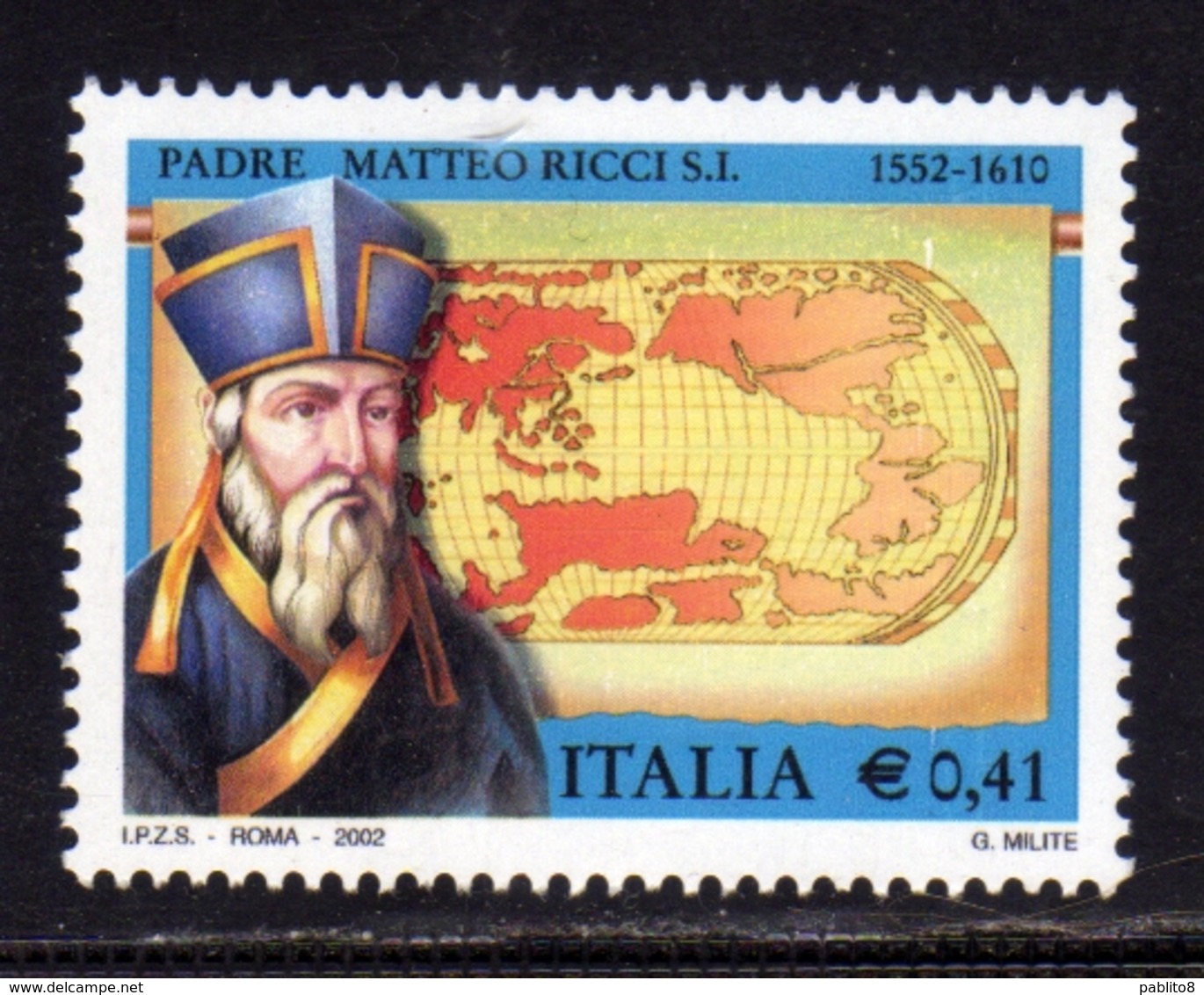 ITALIA REPUBBLICA ITALY REPUBLIC 2002 PADRE MATTEO RICCI MNH - 2001-10:  Nuovi