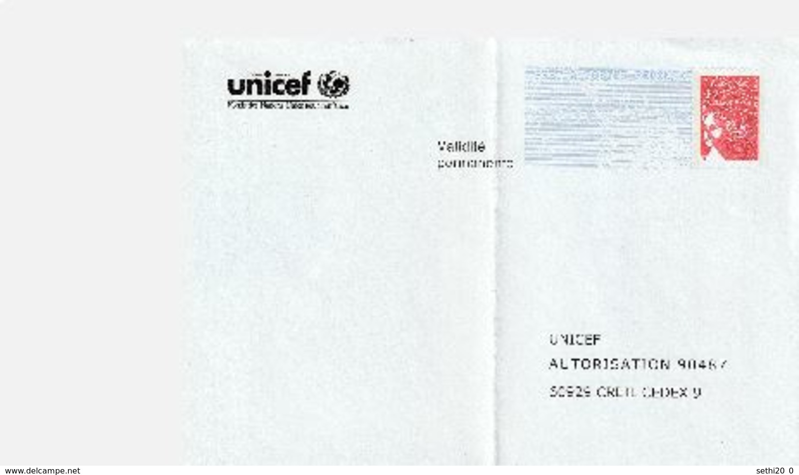 France PAP Réponse LUQUET RF 0406313 UNICEF PLIE - PAP: Ristampa/Luquet