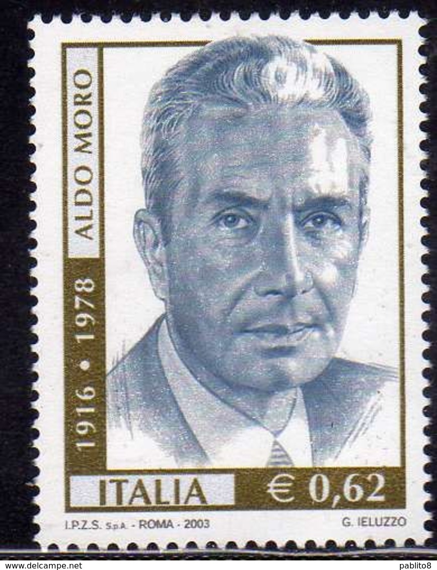 ITALIA REPUBBLICA ITALY REPUBLIC 2003 ALDO MORO 25° ANNIVERSARIO MORTE 25th DEATH ANNIVERSARY € 0,62 MNH - 2001-10:  Nuovi