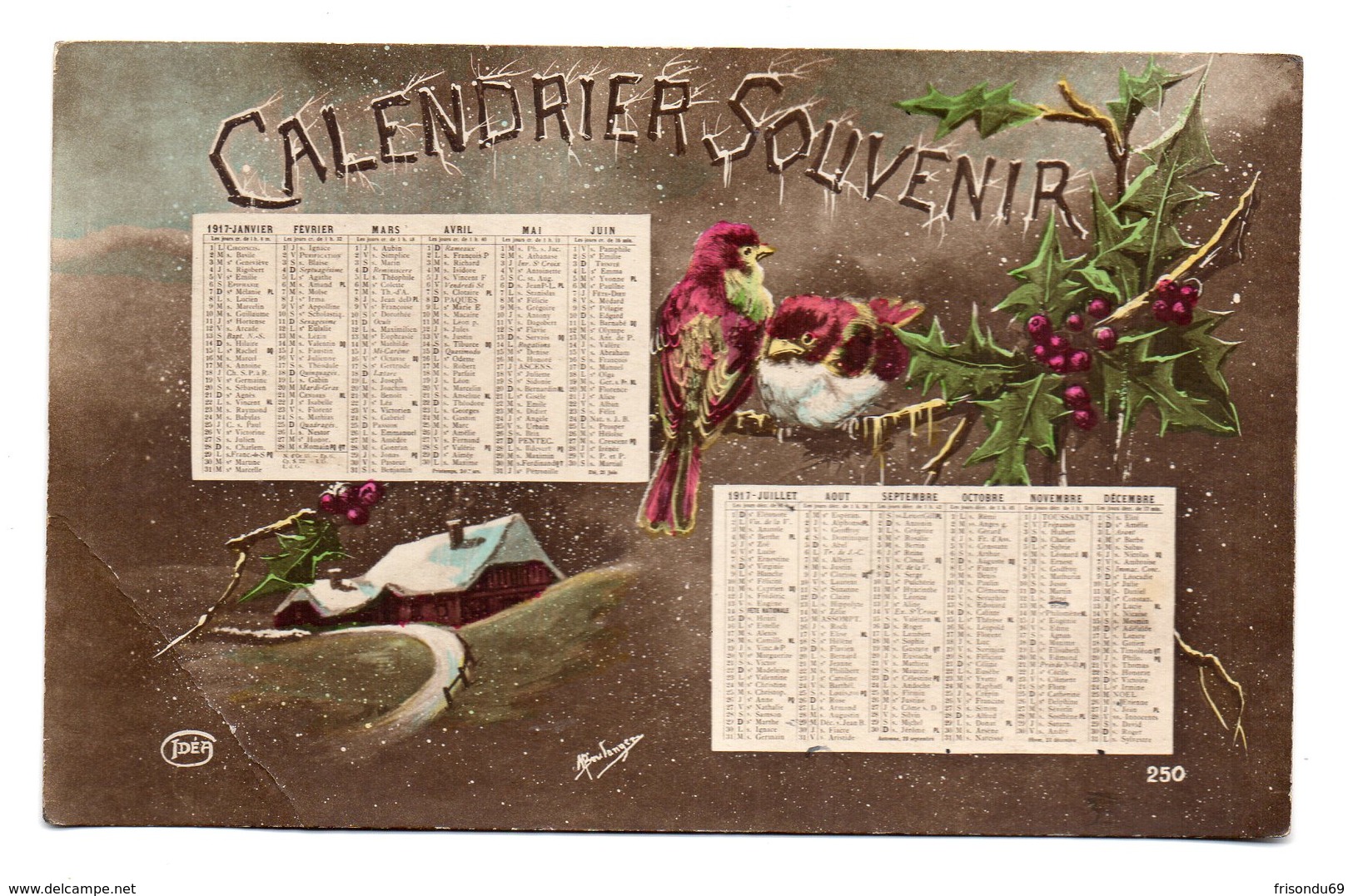 CPA - Calendrier Souvenir 1917 . - Autres & Non Classés