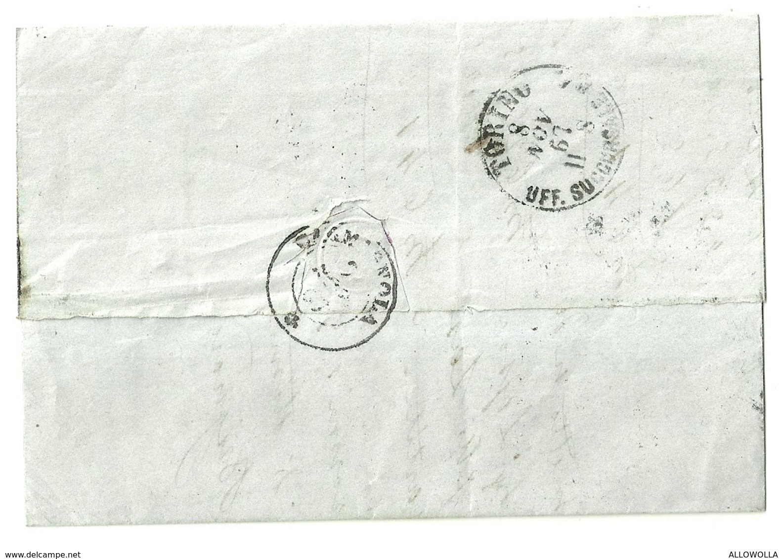 2673 " VITTORIO RIQUADRATO-20 CENT-1867 SU BUSTA INVIATA A CARMAGNOLA DA GENOVA " BUSTA.POST.ORIG.SPEDITA - Storia Postale