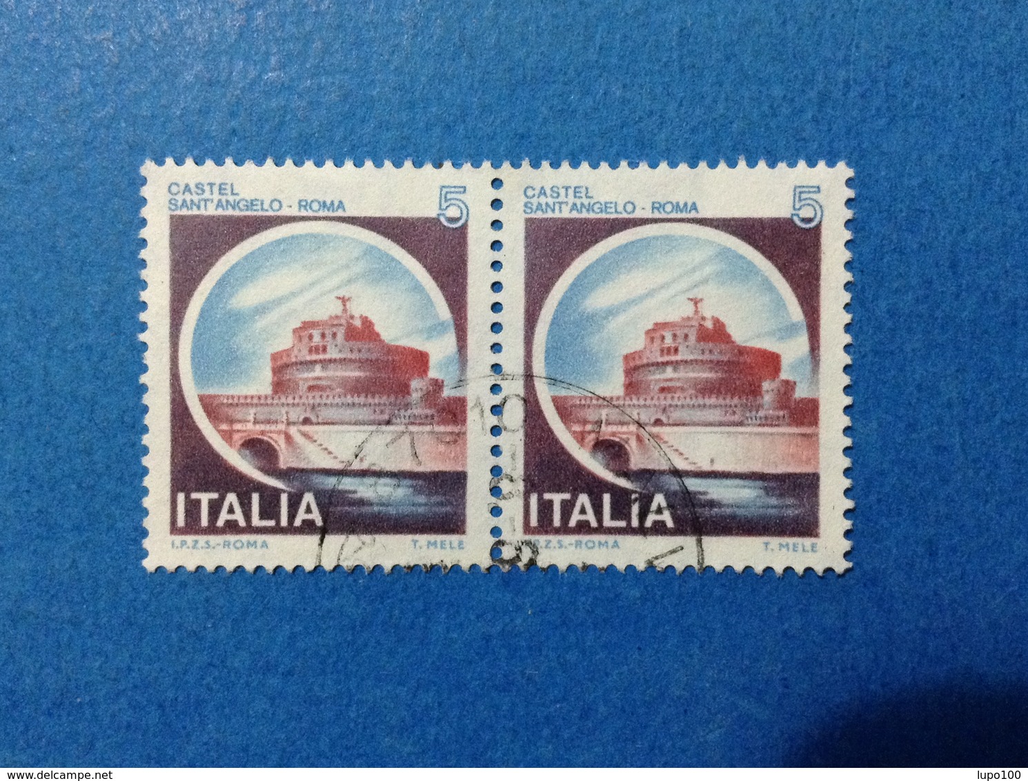 1980 ITALIA FRANCOBOLLI COPPIA CASTELLI USATI STAMPS USED - 5 LIRE CASTELLO SANT'ANGELO ROMA - 1971-80: Usati