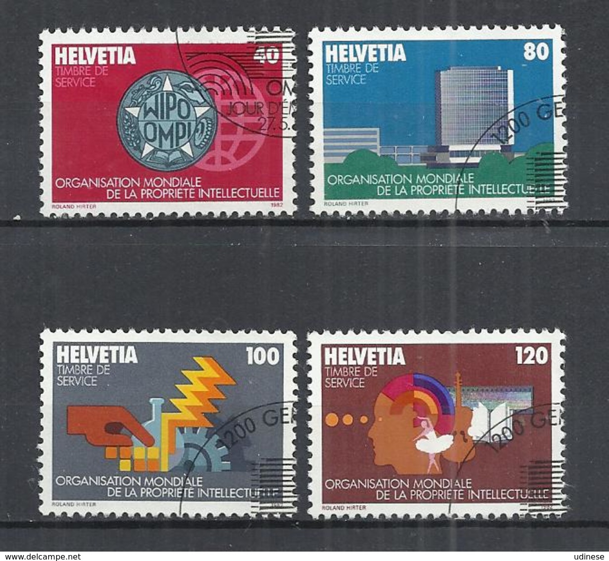 SWITZERLAND 1982 -  WORLD INTELLECTUAL PROPERTY ORGANIZATION - CPL. SET - USED OBLITERE GESTEMPELT USADO - Service