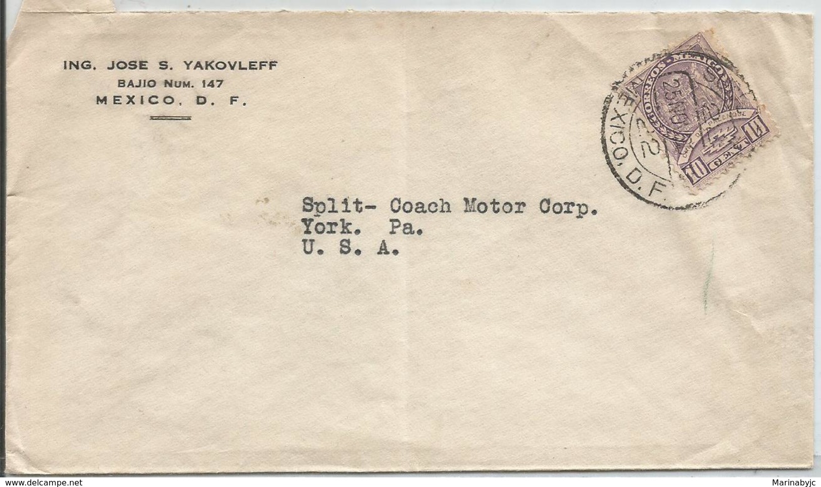 J) 1936 MEXICO, CROSS OF PALENQUE, AIRMAIL, CIRCULATED COVER, FROM MEXICO TO USA - Mexico