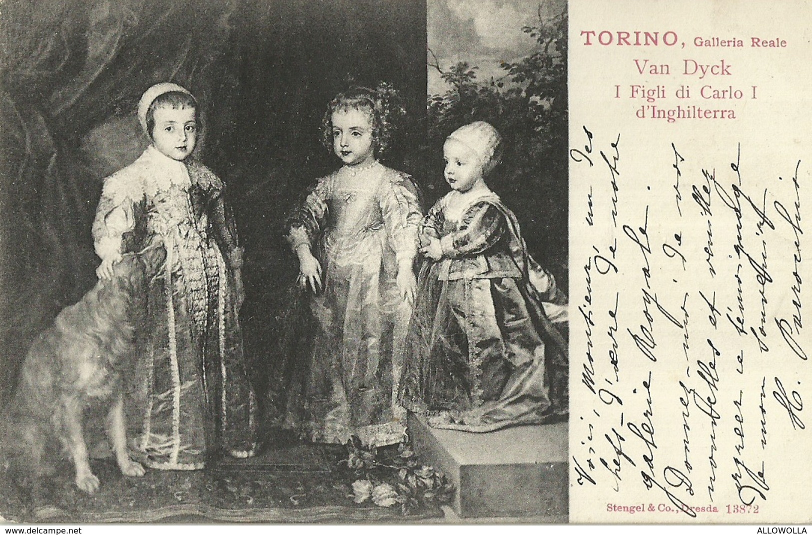 2677 " TORINO-GALLERIA REALE-VAN DYCK-I FIGLI DI CARLO I D'INGHILTERRA " CARTOLINA.POST.ORIG.SPEDITA - Museen