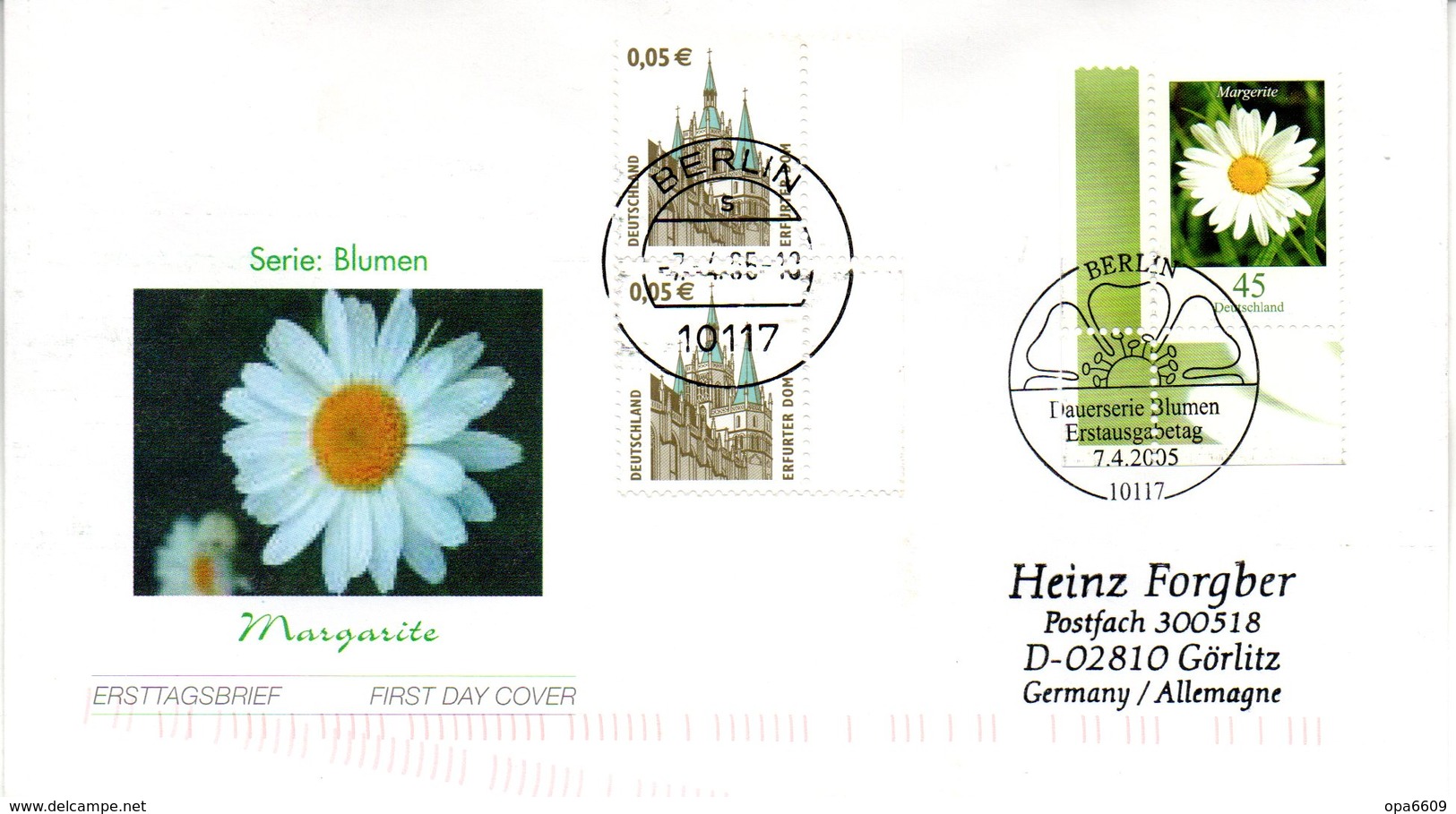 BRD Schmuck-FDC  Freimarke Blumen "Margerite", Mi. 2451 ESSt ZF 7.4.2005 BERLIN - Autres & Non Classés