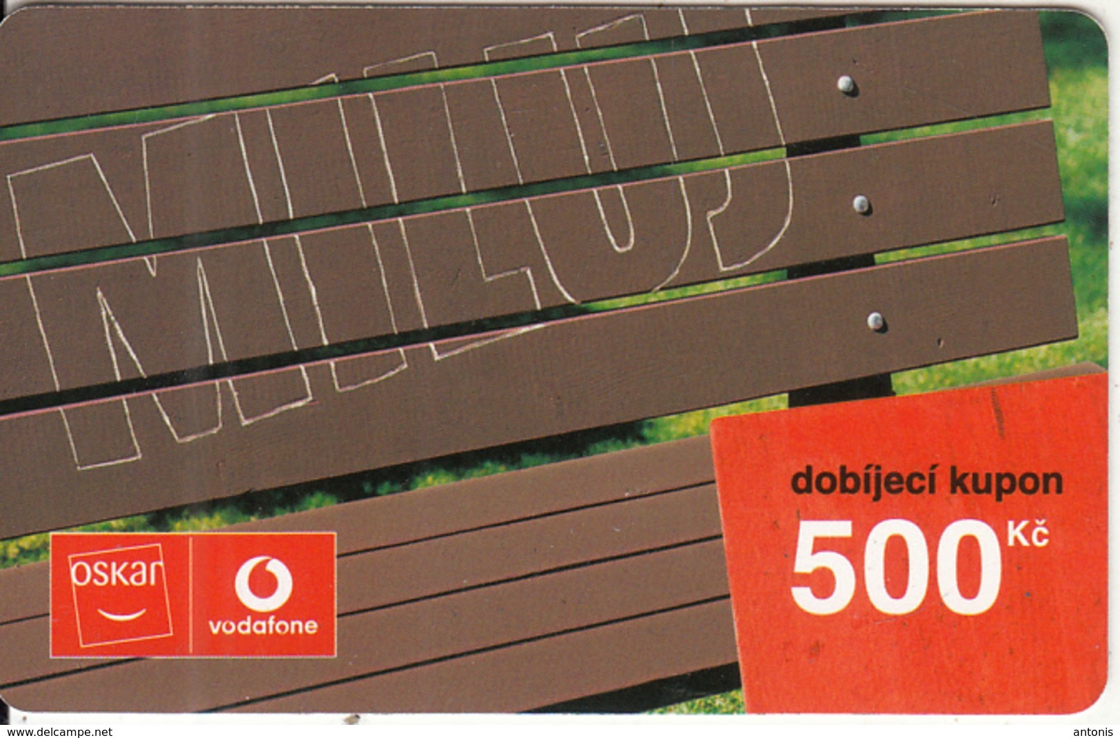 CZECH REPUBLIC - Miluj, Vodafone/Oskar Prepaid Card 500 Kc, Exp.date 07/04/08, Used - Czech Republic