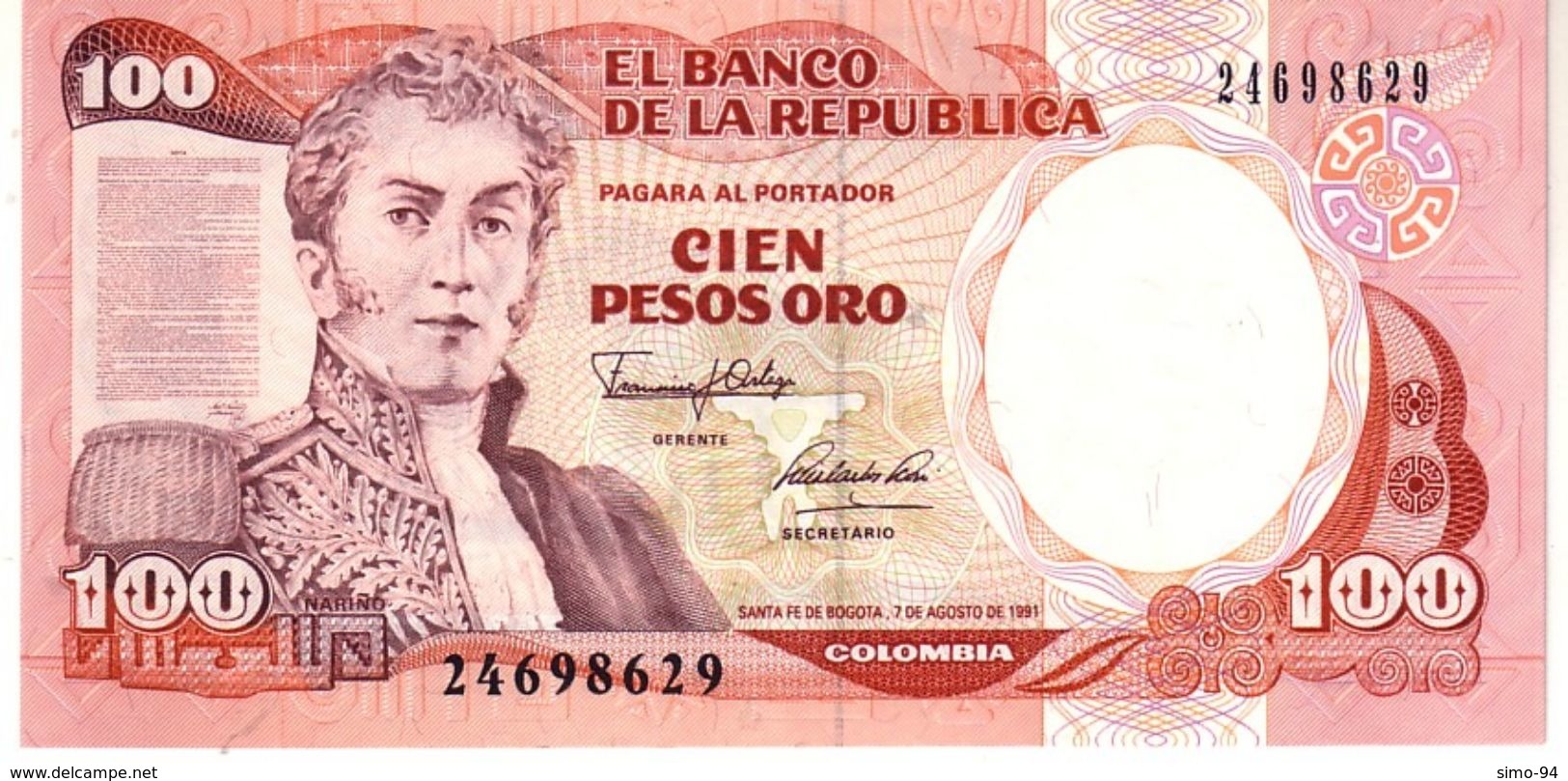 Colombia P.426 100 Pesos 7-8-1991 Unc - Colombie