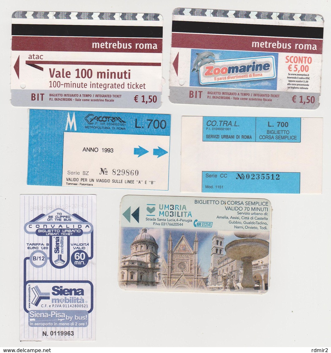 1338(9) ITALIA / ITALY / ITALIE. 6 Tickets / Billets / Biglietti: Roma / Rome, Siena. Umbria.. - Autres & Non Classés