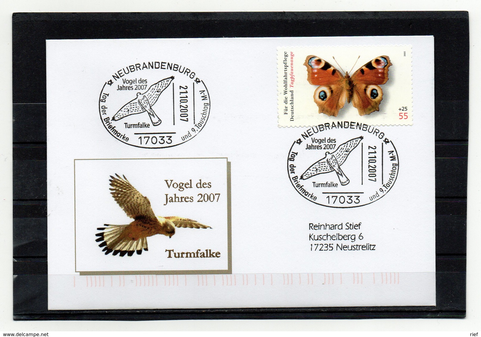 BRD, 2007, Brief (echt Gelaufen) Mit Michel 2504 Und Sonderstempel/Turmfalke - Vogel Des Jahres 2007 - Other & Unclassified