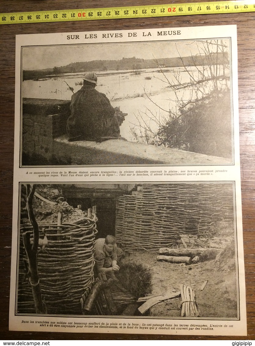 DOCUMENT GUERRE 14/18 SUR LES RIVES DE LA MEUSE TRANCHEES - Collections