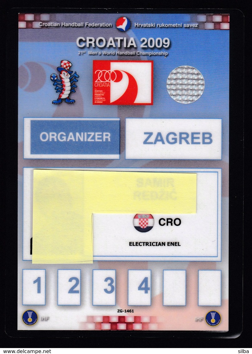 Croatia Zagreb 2009 / 21st Men's World Handball Championship / Accreditation / Organizer - Palla A Mano