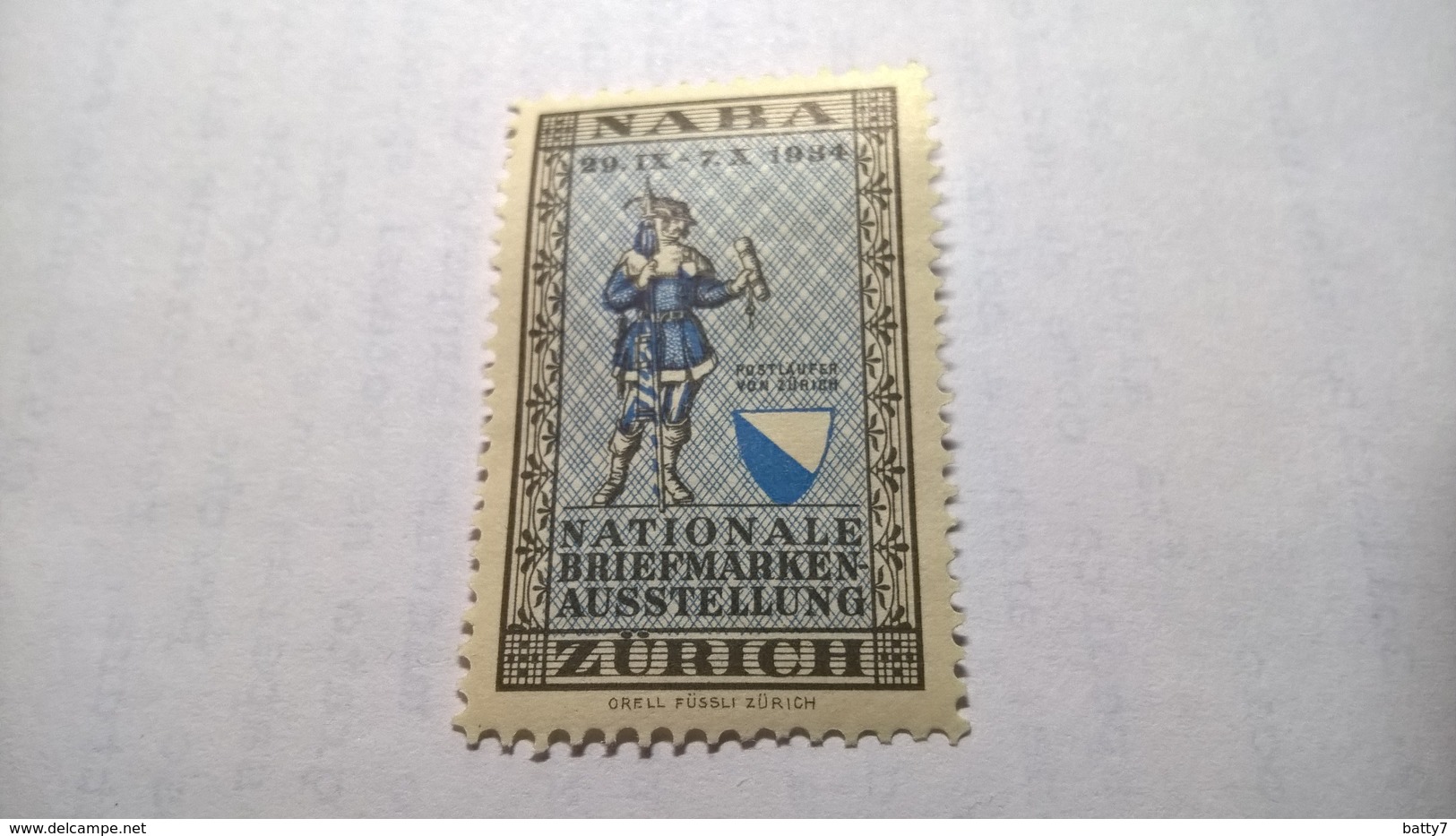 ERINNOFILI VIGNETTE CINDERELLA - NABA 1934 ZURICH - Erinnofilia