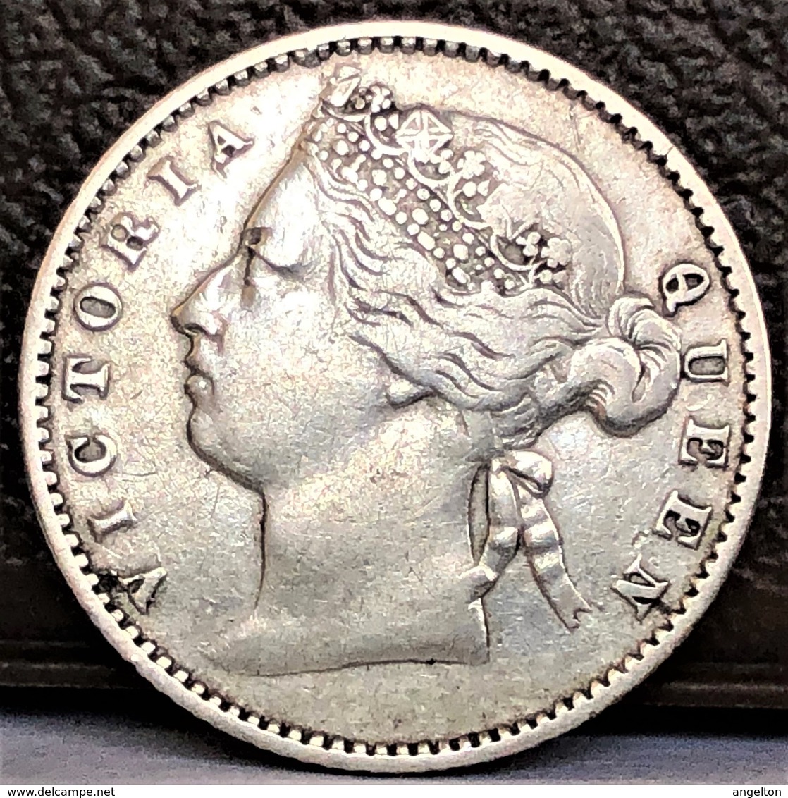 Straits Settlements 10 Cents 1883 Queen Victoria Silver XF Rare Coin - Colonies