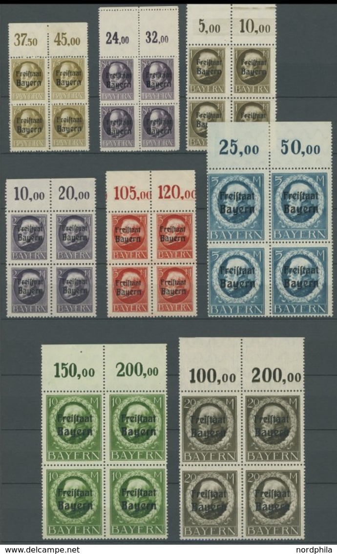 BAYERN 152-70A VB **, 1919, Freistaat, Gezähnt, In Postfrischen Oberrandviererblocks, Einige Mit Anhängenden Leerfeldern - Altri & Non Classificati